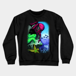 Eel, Octopus and Jellyfish Under the Sea Crewneck Sweatshirt